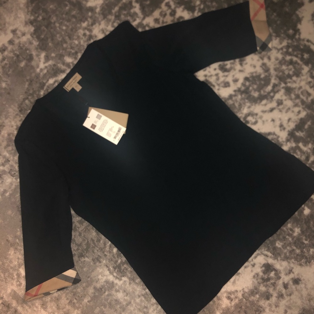 NEW BURBERRY 3/4 SLEEVE SHIRT SIZE LARGE NAVY BLUE